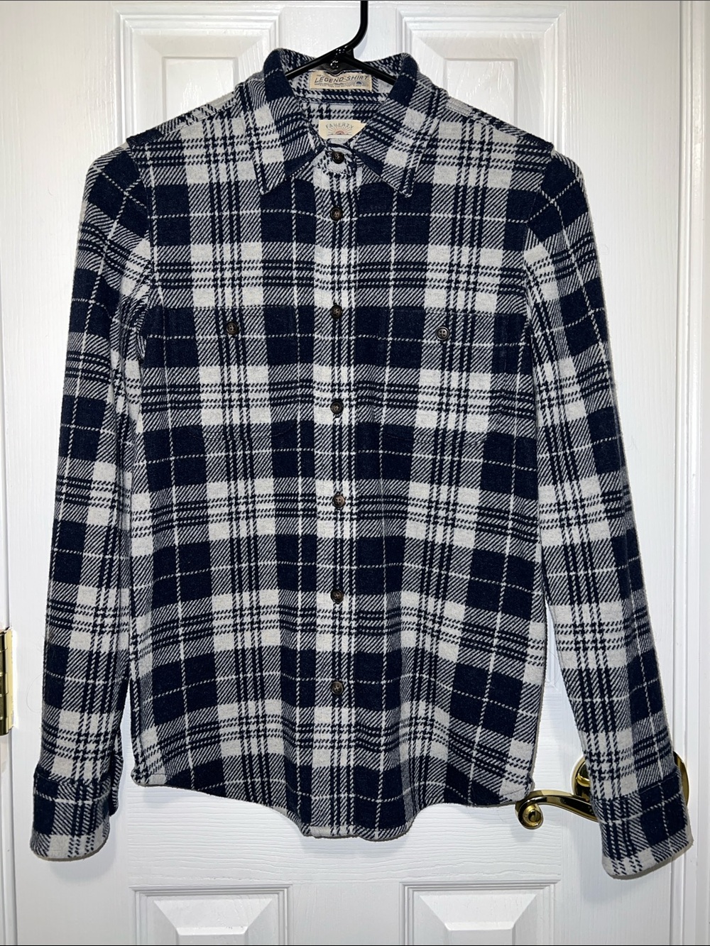 FAHERTY Legend Sweater Shirt - Sapphire Lake Plaid - Navy Blue Size XXS